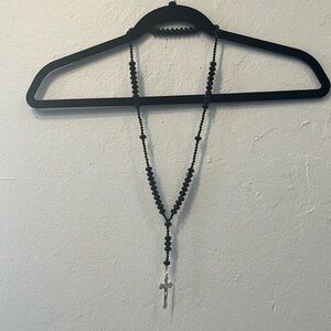 Black and silver crucifix necklace